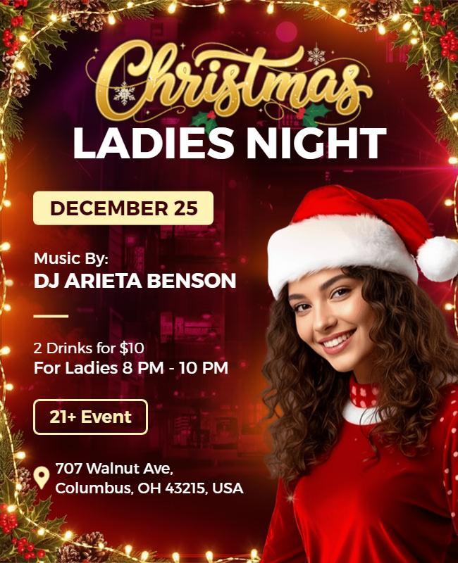 Christmas Ladies Night Party Flyer Template