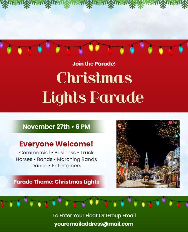 Christmas Lights Community Parade Flyer Template