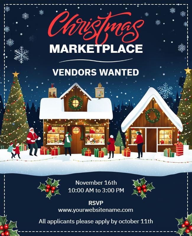 Christmas Marketplace Vendors Wanted Flyer Template