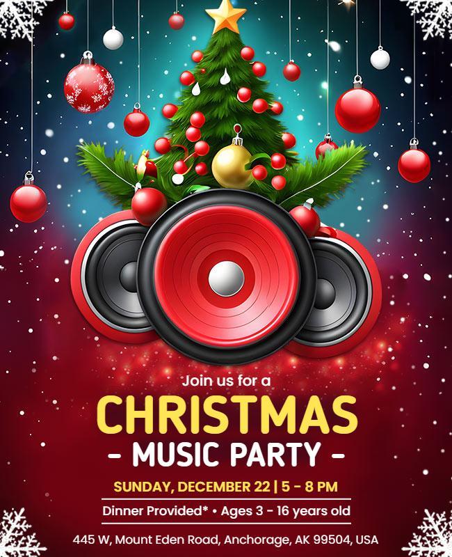 Christmas Music Party Celebration Flyer Template