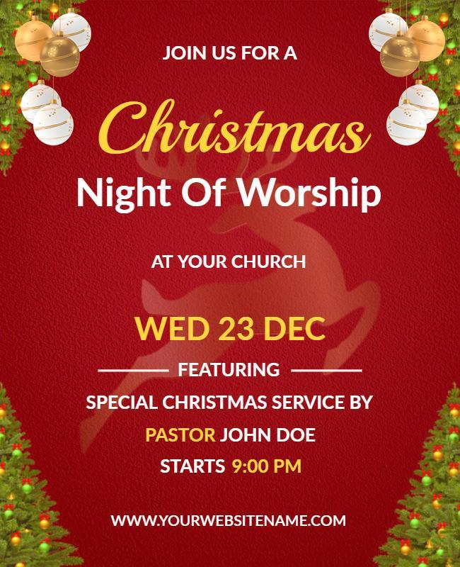 Christmas Night Of Worship Event Flyer Template