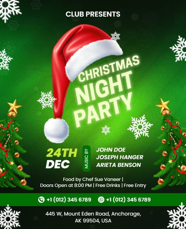 Christmas Night Party Celebration Flyer Template