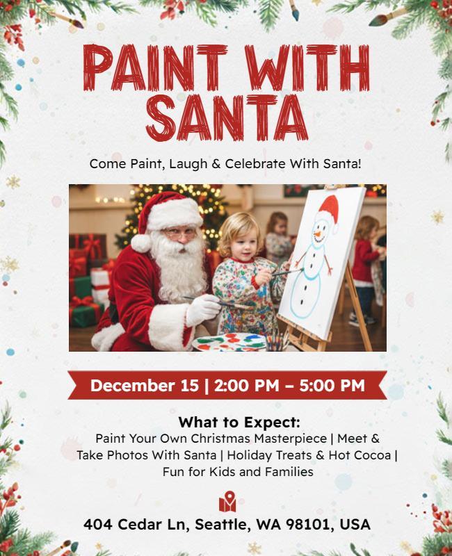 Christmas Painting Event with Santa Flyer Template