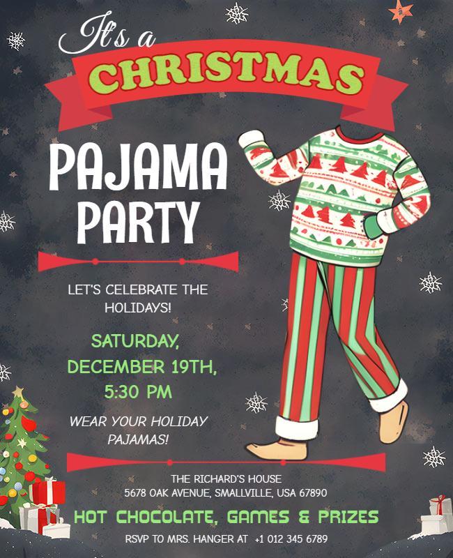 Christmas Pajama Party Celebration Flyer Template