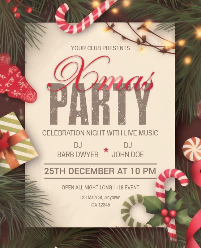 Christmas Party Celebration Night Flyer Template