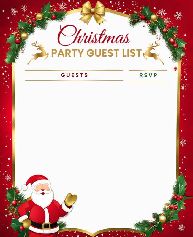 Christmas Party Guest List Flyer Template