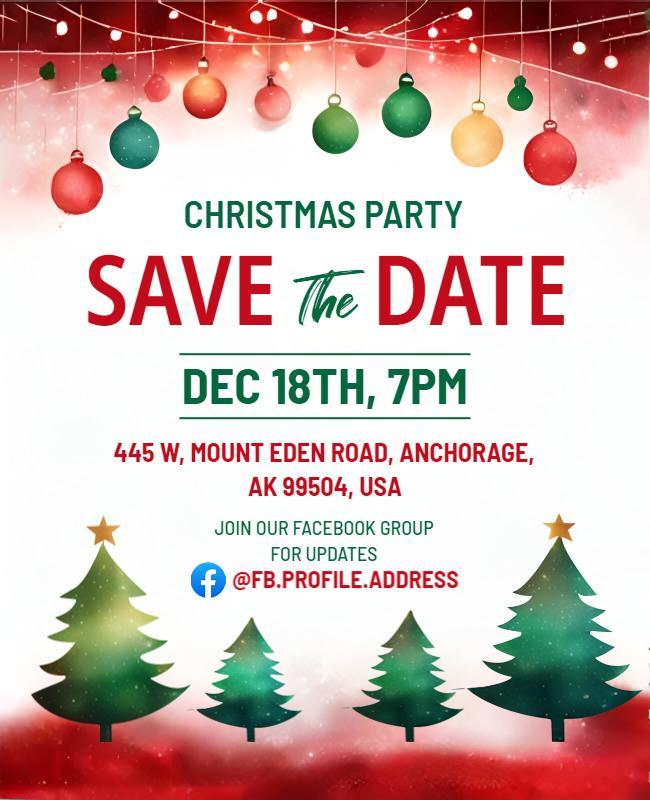 Christmas Party Save the Date Flyer Template