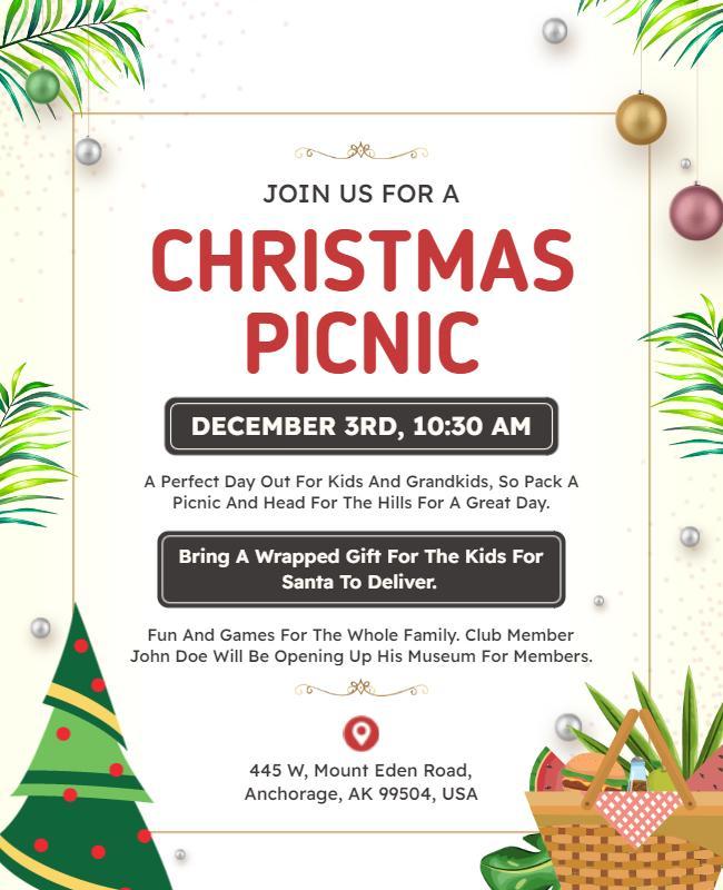 Christmas Picnic Family Event Flyer Template