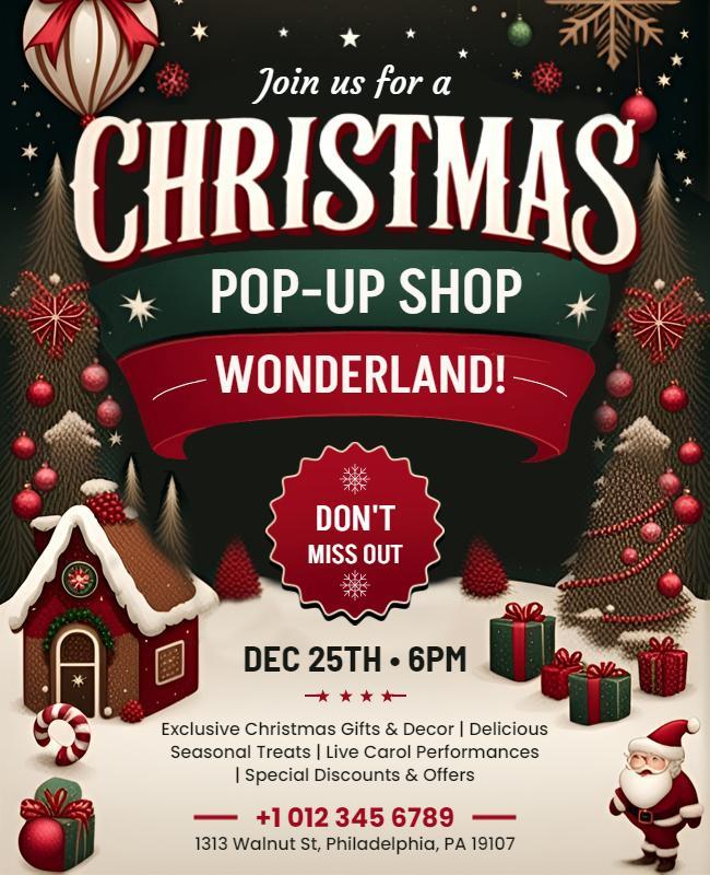 Christmas Pop-up Shop Wonderland Flyer Template