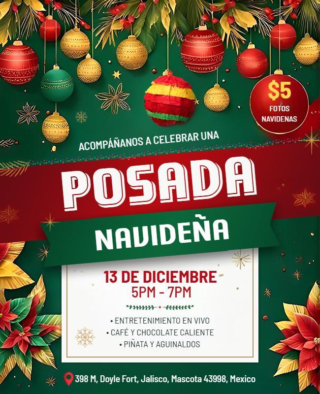 Plantilla De Volante Para Celebración De Posada Navideña