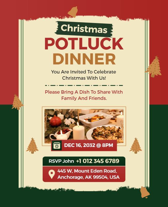 Christmas Potluck Dinner Celebration Flyer Template