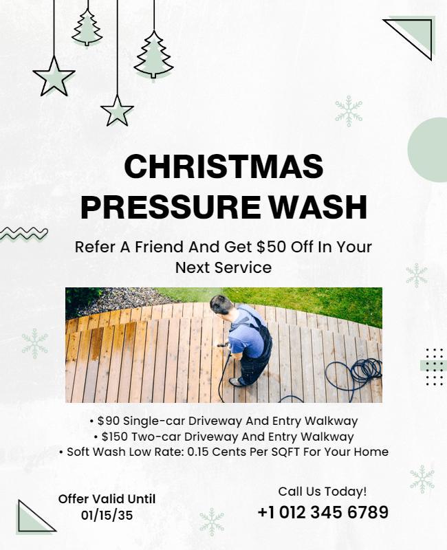 Christmas Pressure Washing Service Promotion Flyer Template