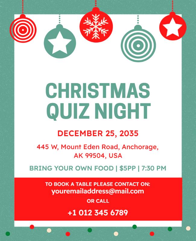 Christmas Quiz Night Event Flyer Template