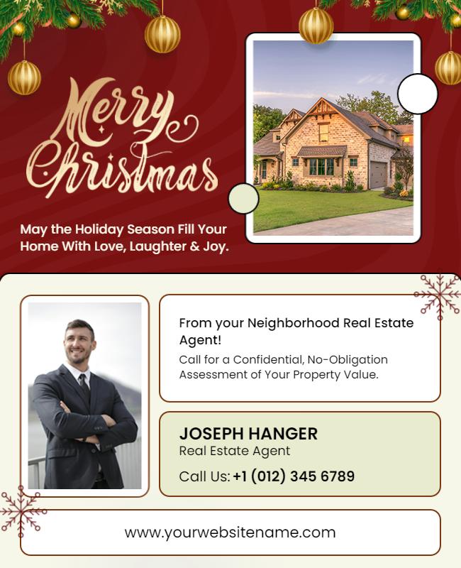 Christmas Real Estate Agent Advertising Flyer Template