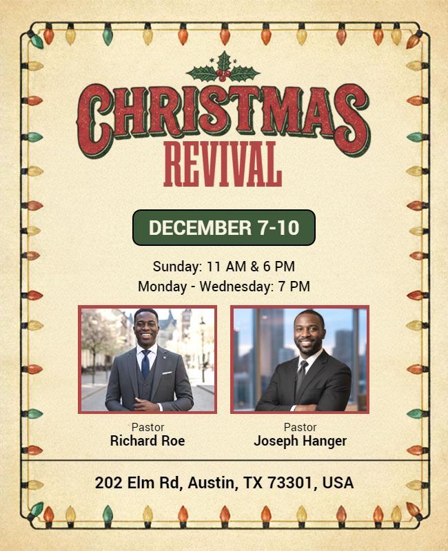 Christmas Revival Church Event Flyer Template