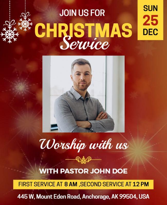 Christmas Service Worship Event Flyer Template