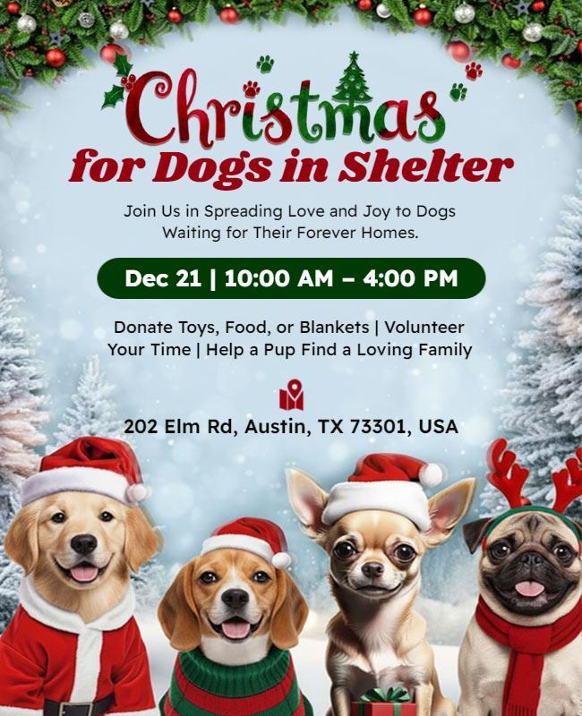 Christmas Shelter Event for Dogs Flyer Template
