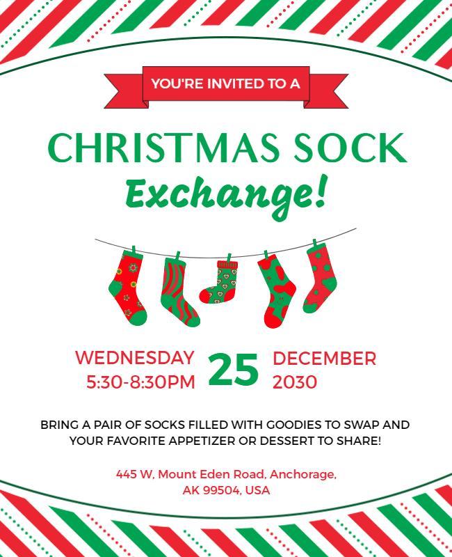 Christmas Sock Exchange Event Flyer Template