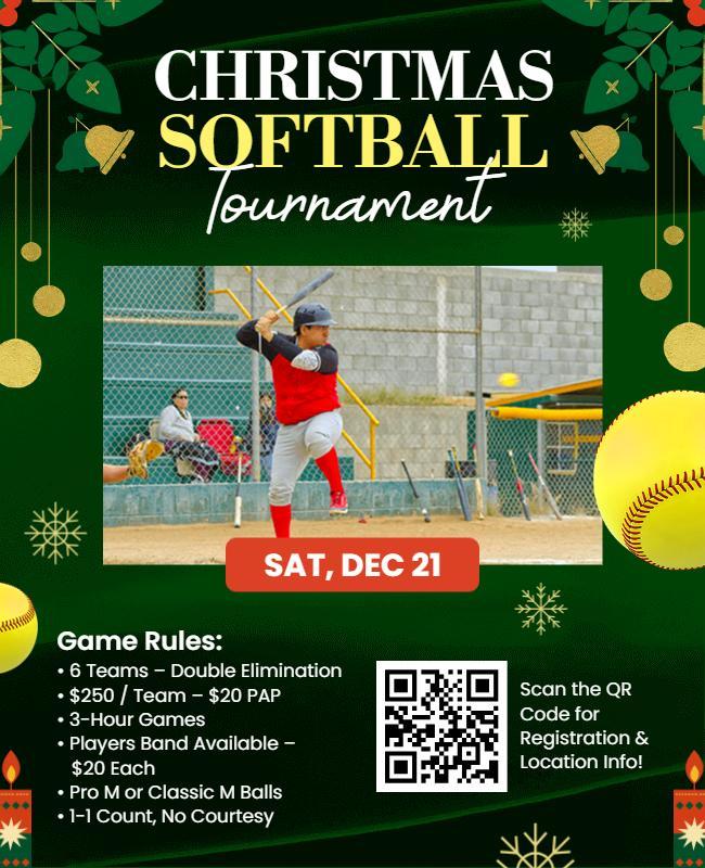 Christmas Softball Tournament Event Flyer Template