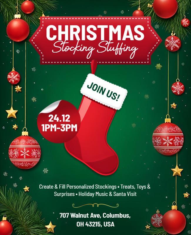 Christmas Stocking Stuffing Event Flyer Template