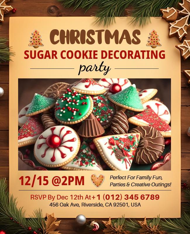 Christmas Sugar Cookie Decorating Party Flyer Template