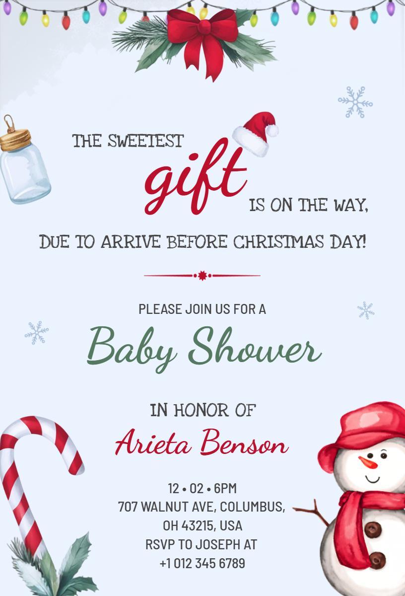 Christmas Themed Baby Shower Celebration Invitation Template