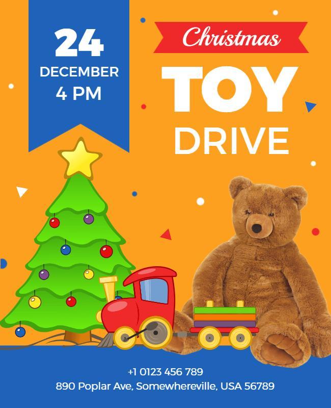 Colorful Festive Christmas Toy Drive Donation Flyer Template