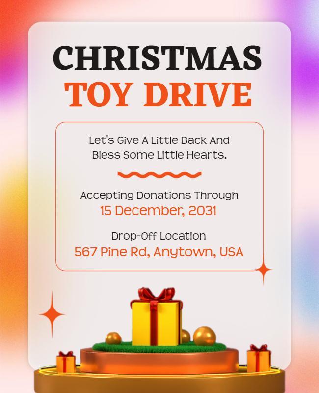 Festive Colorful Christmas Toy Drive Donation Flyer Template