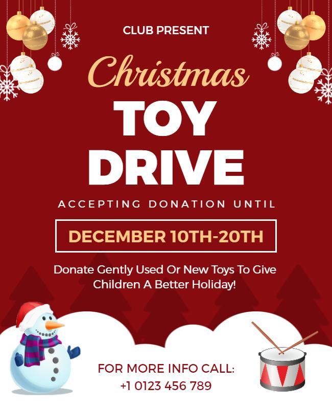 Christmas Toy Drive Donation Flyer Template