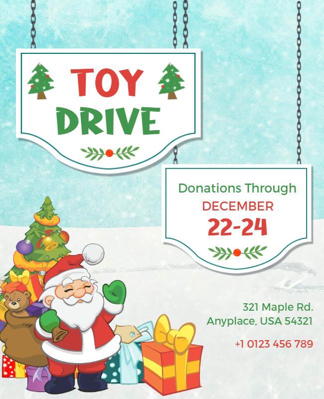 Festive Holiday Toy Drive Donation Collection Flyer Template