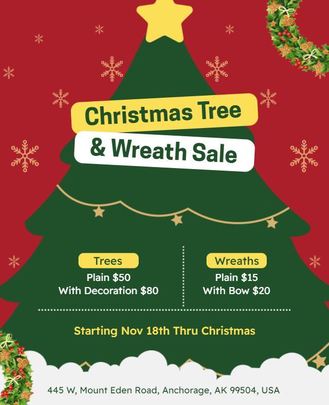 Christmas Tree and Wreath Sale Flyer Template