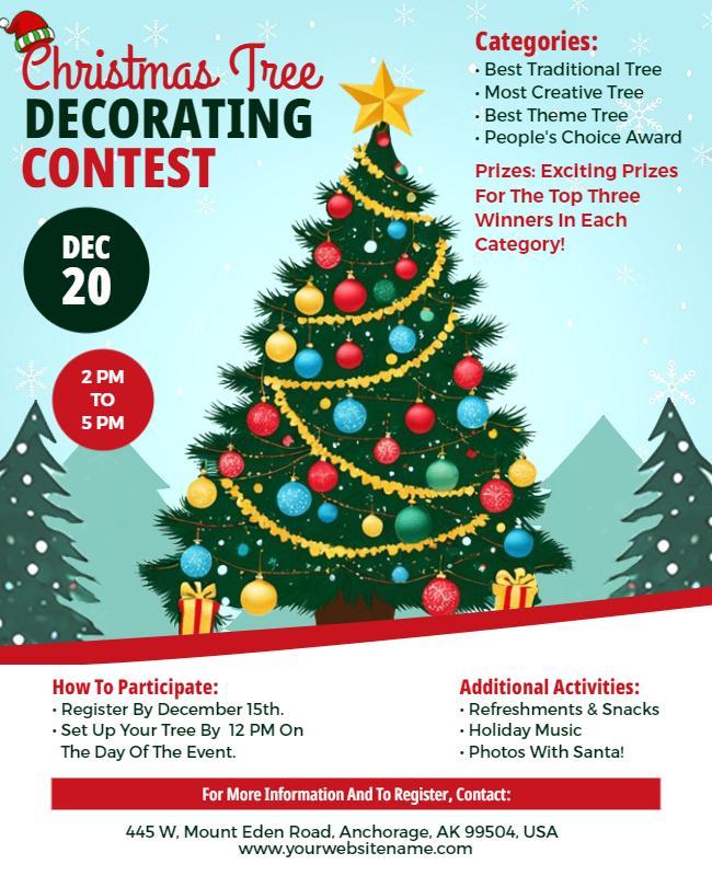 Christmas Tree Decorating Contest Flyer Template