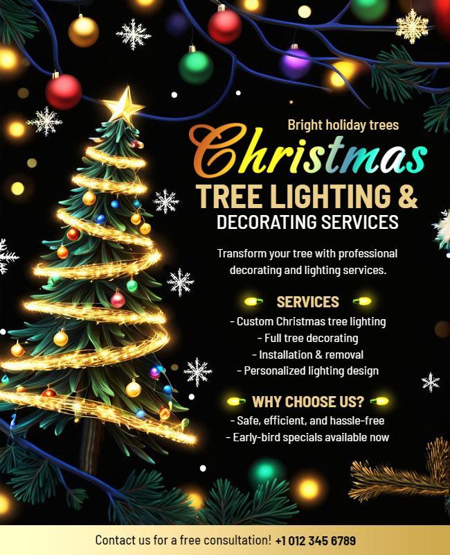 Christmas Tree Lighting and Decorating Services Flyer Template