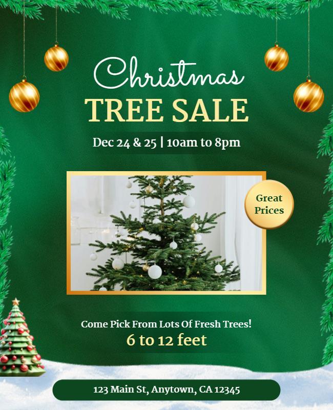 Festive Green Christmas Tree Sale Flyer Template