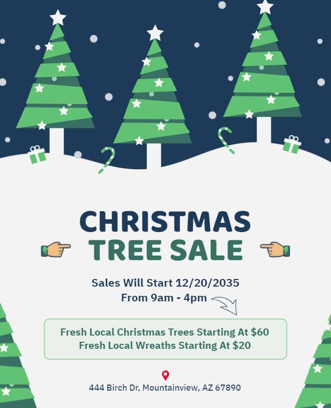 Cheerful Green Holiday Christmas Tree Sale Flyer Template