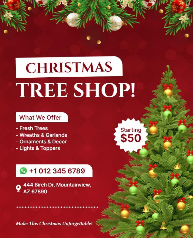 Christmas Tree Shop Holiday Decor Flyer Template