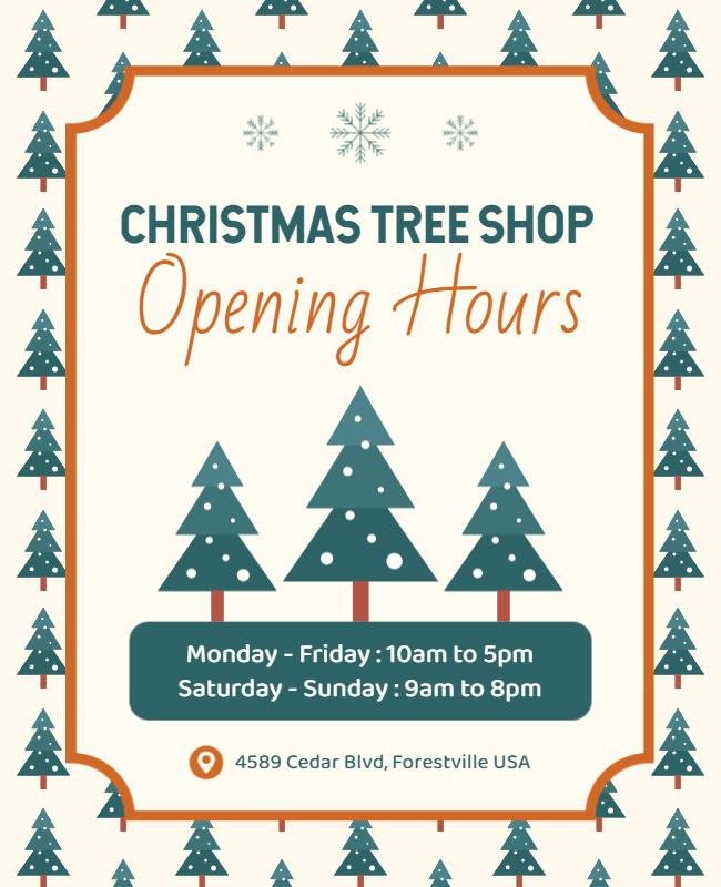 Christmas Tree Shop Opening Hours Flyer Template