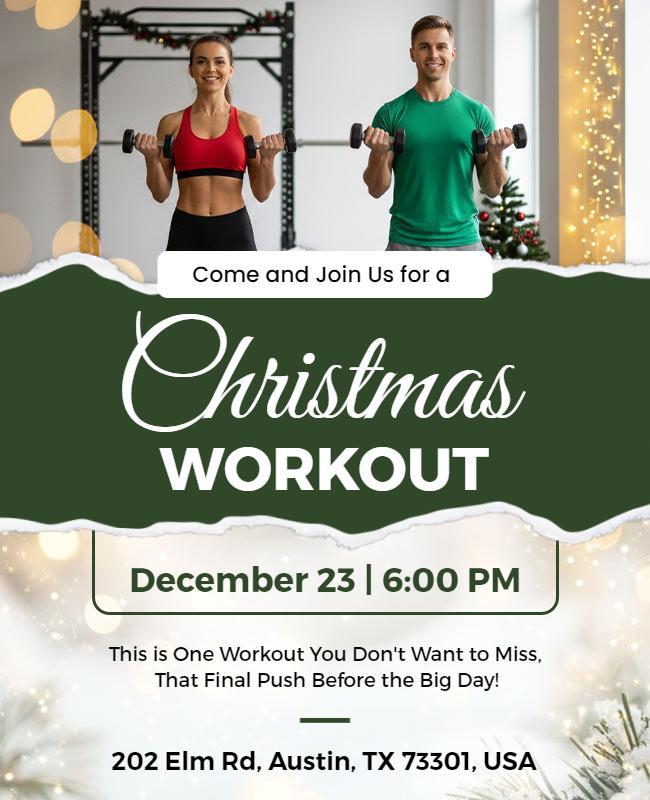 Christmas Workout Event Invitation Flyer Template