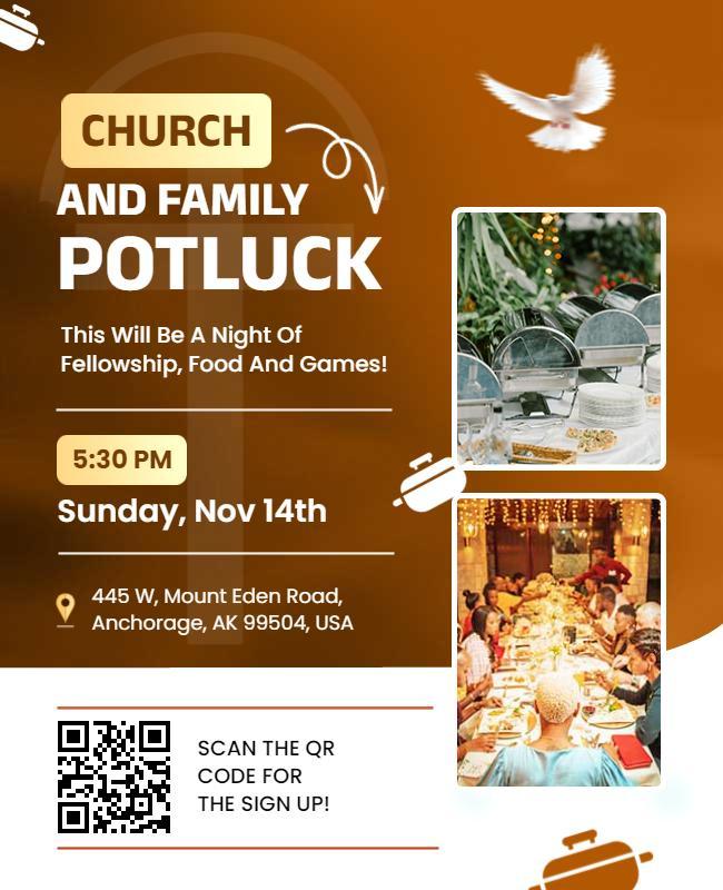 Church and Family Potluck Event Flyer Template