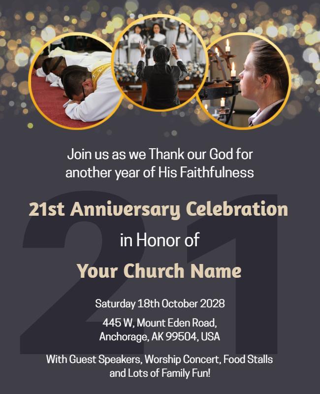 Elegant Golden Anniversary Celebration Church Flyer Template