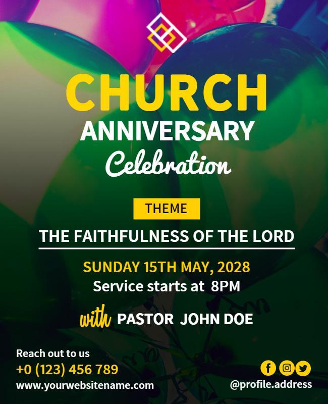 Vibrant Green Church Anniversary Celebration Flyer Template