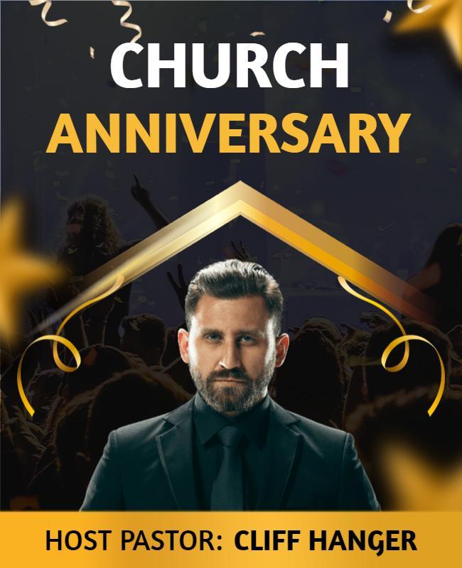 Celebratory Gold Church Anniversary Event Flyer Template