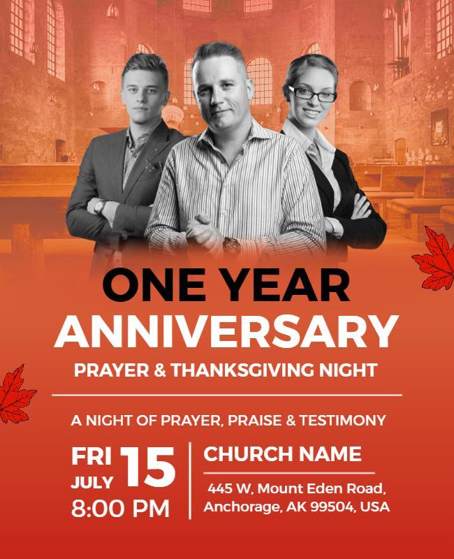 Church Anniversary Prayer and Thanksgiving Flyer Template