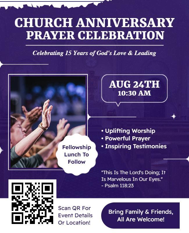 Church Anniversary Prayer Celebration Flyer Template