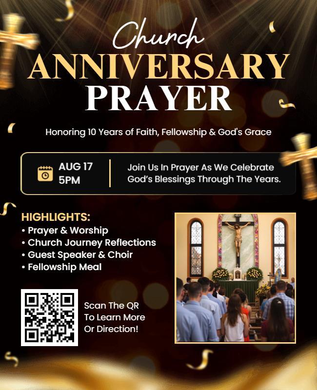 Church Anniversary Prayer Event Flyer Template
