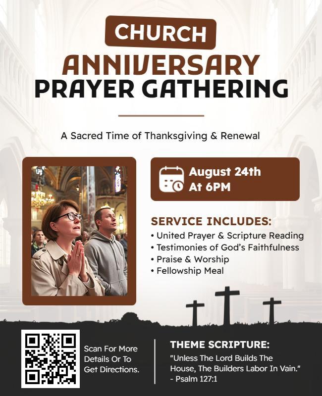 Church Anniversary Prayer Gathering Flyer Template