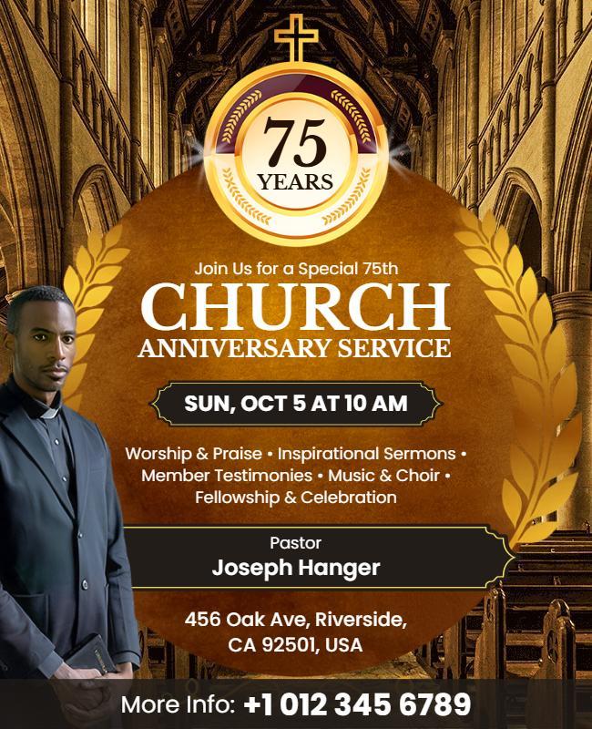 Church Anniversary Service Celebration Flyer Template