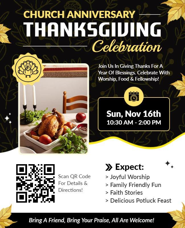 Church Anniversary Thanksgiving Celebration Flyer Template