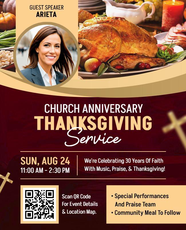 Church Anniversary Thanksgiving Service Flyer Template