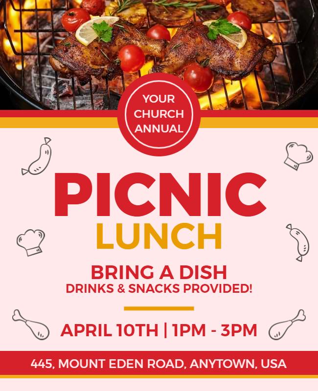 Church Annual Picnic Lunch Event Flyer Template